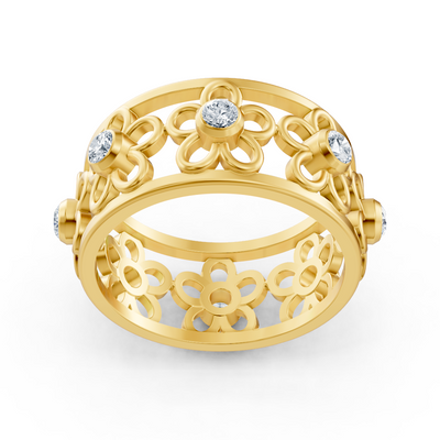 14K yellow gold ring with 8 lab diamonds in bezel setting