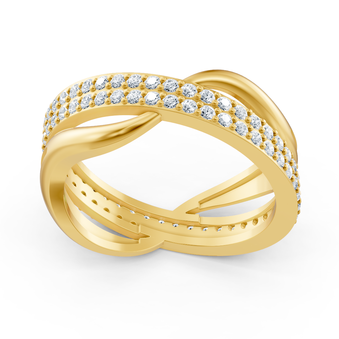 Schwungvoller Gelbgoldring mit 90 runden Labor-Diamanten - hochwertiger Schmuck von Rosy Lab Diamonds