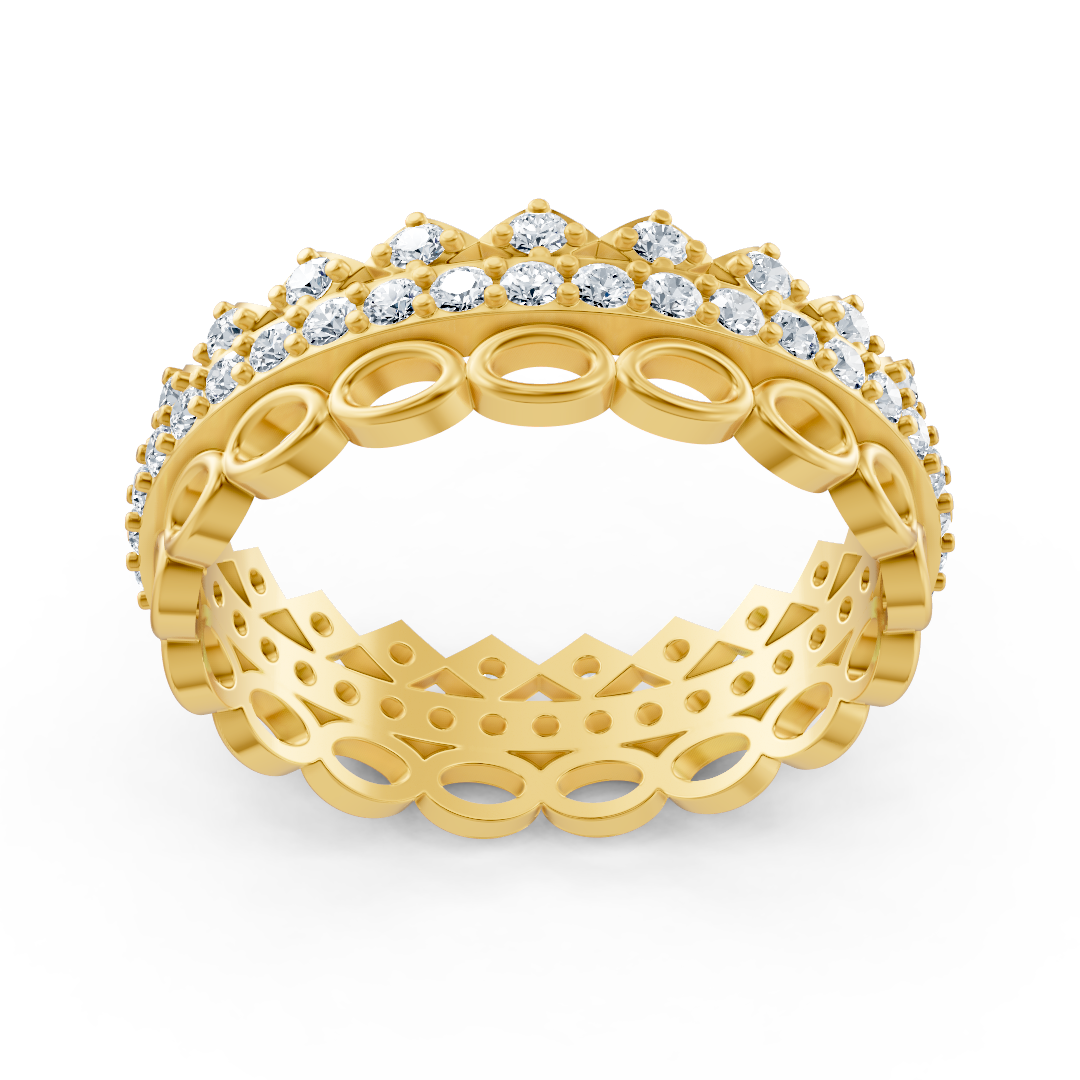 خاتم من الذهب الأصفر بتصميم دائري و59 ماسة مختبرية - مجوهرات فاخرة من Rosy Lab Diamonds