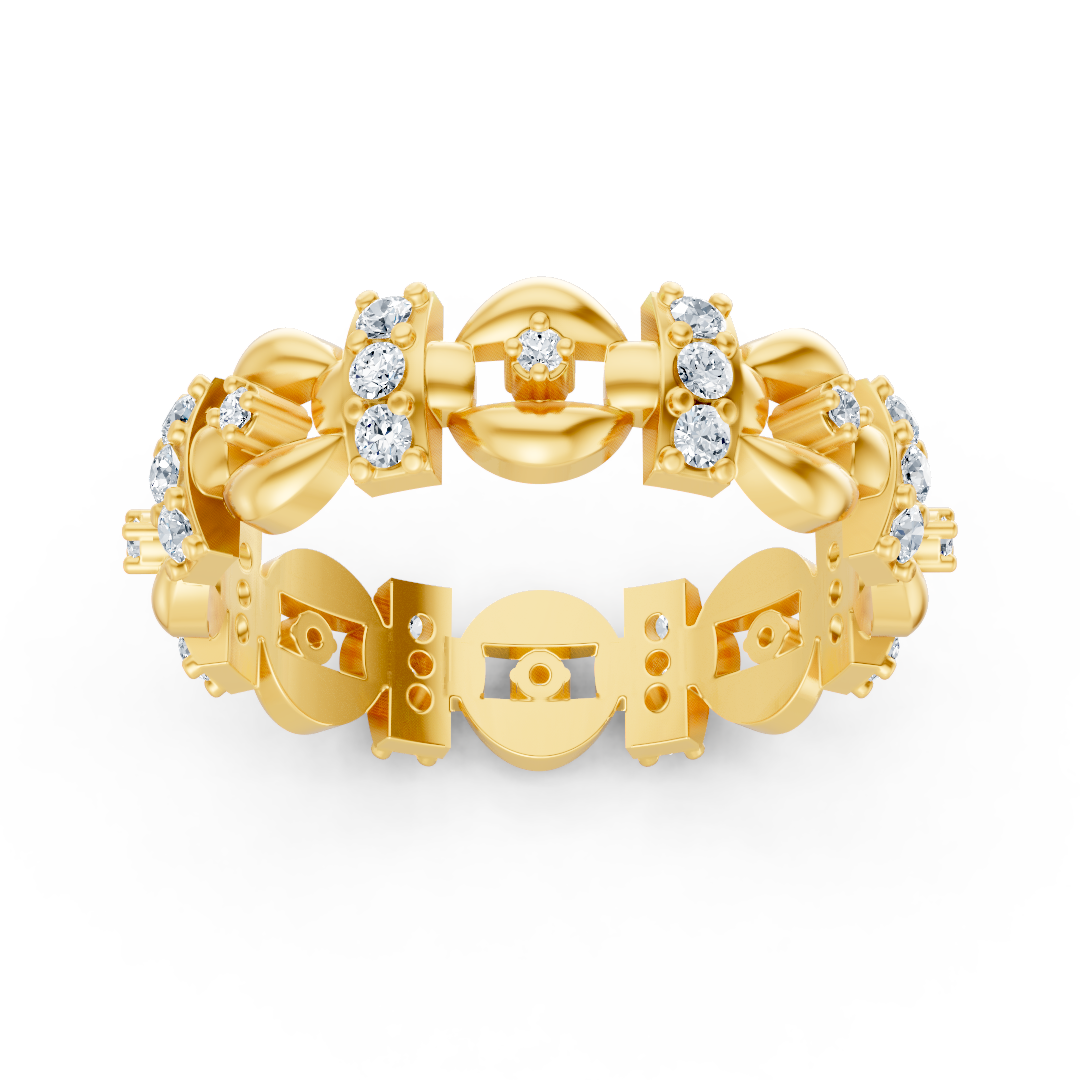 Bague en or jaune avec design moderne et diamants cultivés en laboratoire