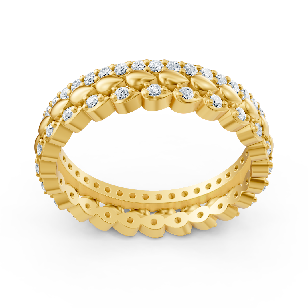 Verspielter Eternity-Ring mit runden Diamanten in Gelbgold – 0,67 Karat