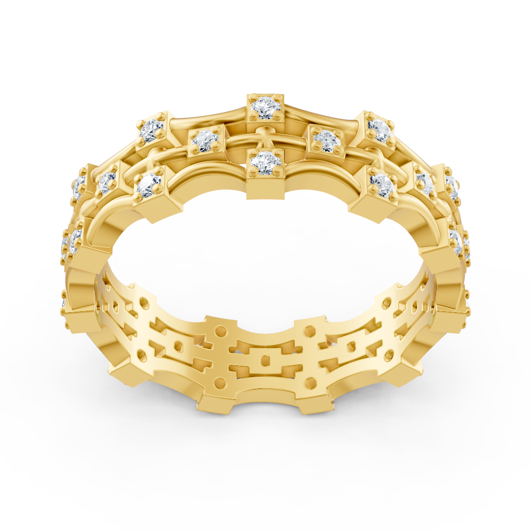 Architectural Diamond Ring in Yellow Gold - 0.374 Carats - High-quality Jewelry by Rosy Lab Diamonds
