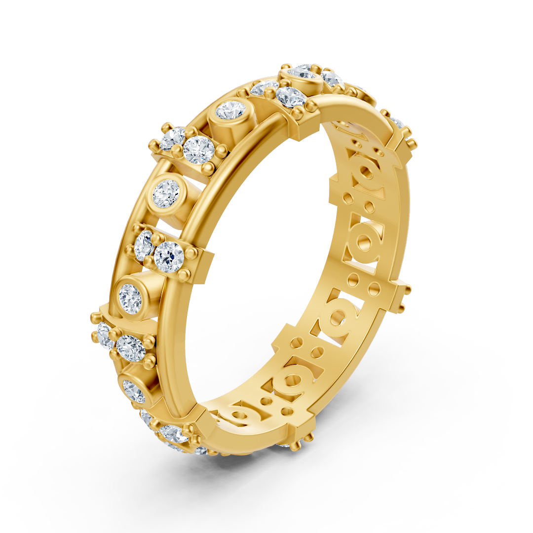 Diamond ring with Bezel and Prong Setting in Yellow Gold - 0.552 carats - high-quality Jewelry by Rosy Lab Diamonds