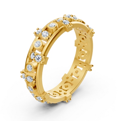 Diamond ring with bezel and prong setting in yellow gold – 0.552 carat