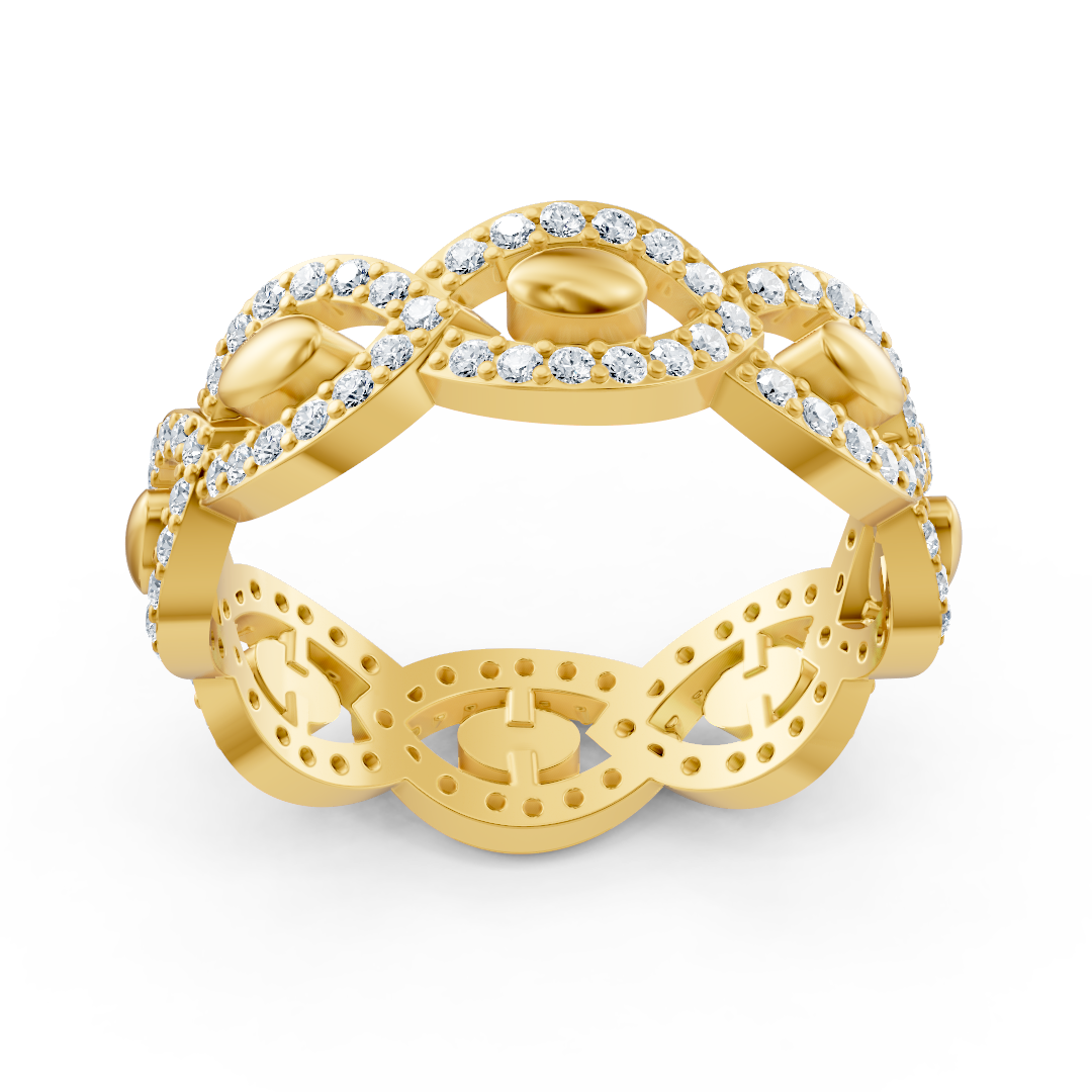 Yellow Gold ring with 104 lab-grown diamonds in an elegant design – 0.624 carats – high-quality Jewelry from Rosy Lab Diamonds