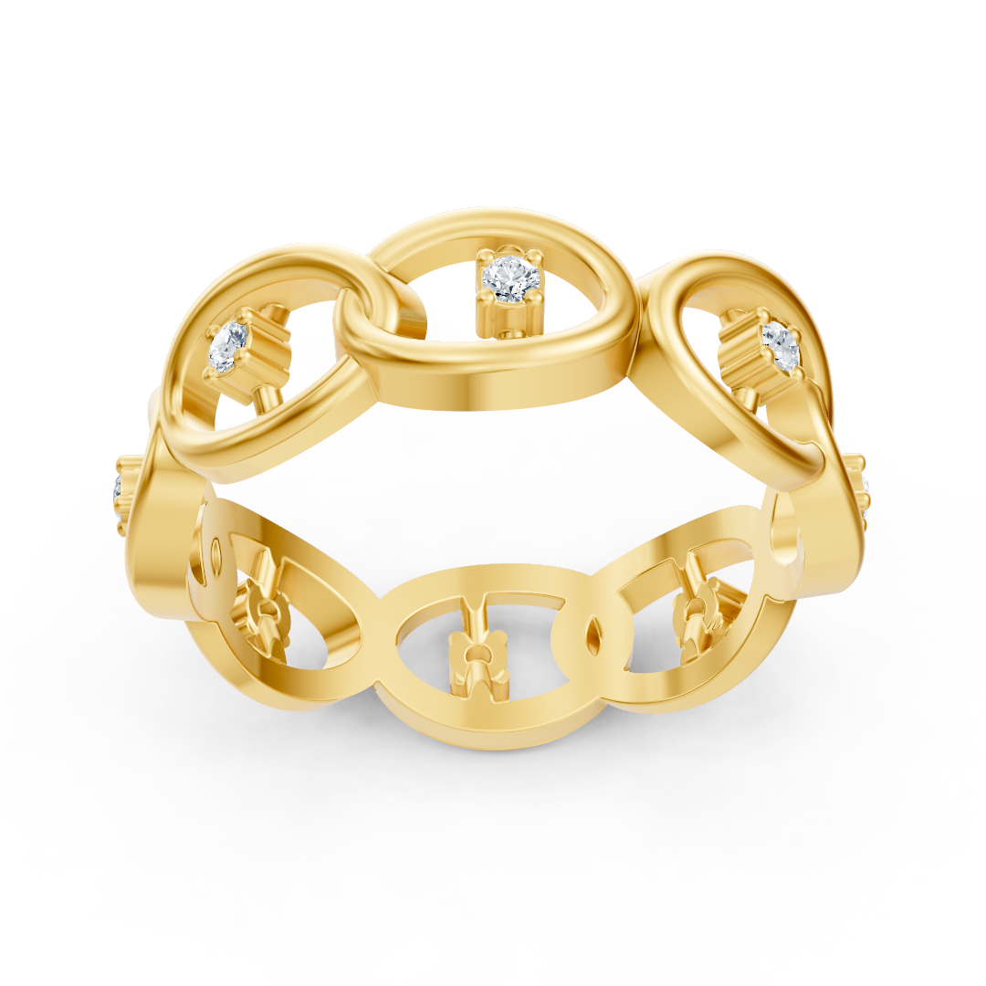 Gelbgoldener Ring aus 14K mit 8 Labordiamanten - hochwertiger Schmuck von Rosy Lab Diamonds
