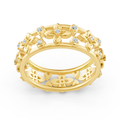 Blumen-Diamantring aus 14K Gelbgold mit Labordiamanten