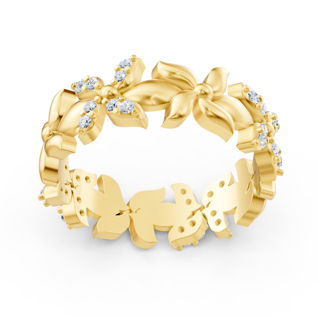 Funkelnder Gelbgold Ring mit Diamanten - Schmetterling Design - hochwertiger Schmuck von Rosy Lab Diamonds