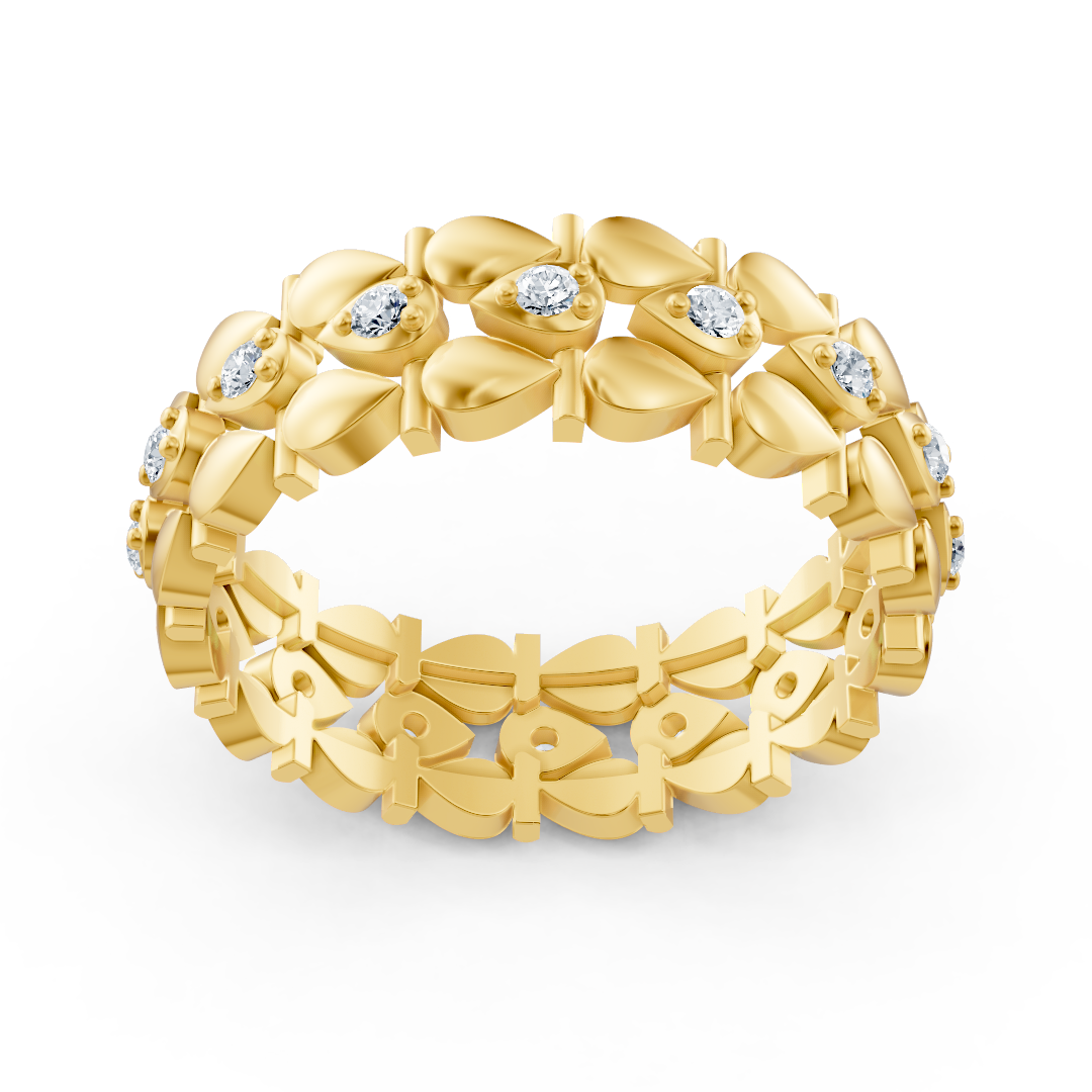 Ring mit Diamant & Labordiamanten in 14K Gelbgold | Rosy – hochwertiger Schmuck von Rosy Lab Diamonds