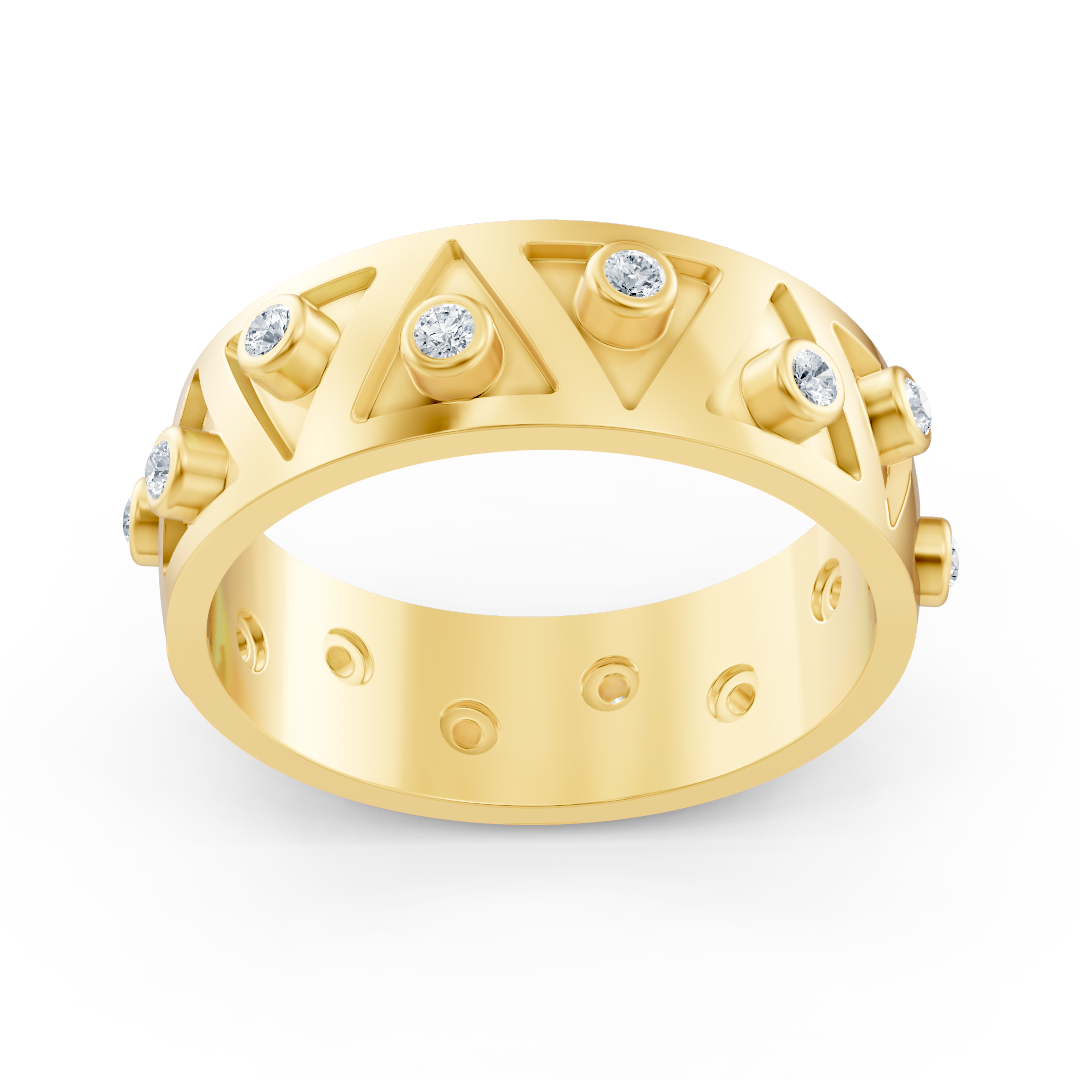 خاتم من الذهب الأصفر بتصميم مثلث وألماس مُصنّع في المختبر - مجوهرات فاخرة من Rosy Lab Diamonds