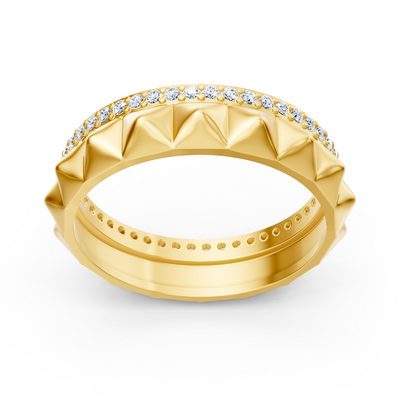Yellow gold ring with stud structure and lab diamonds