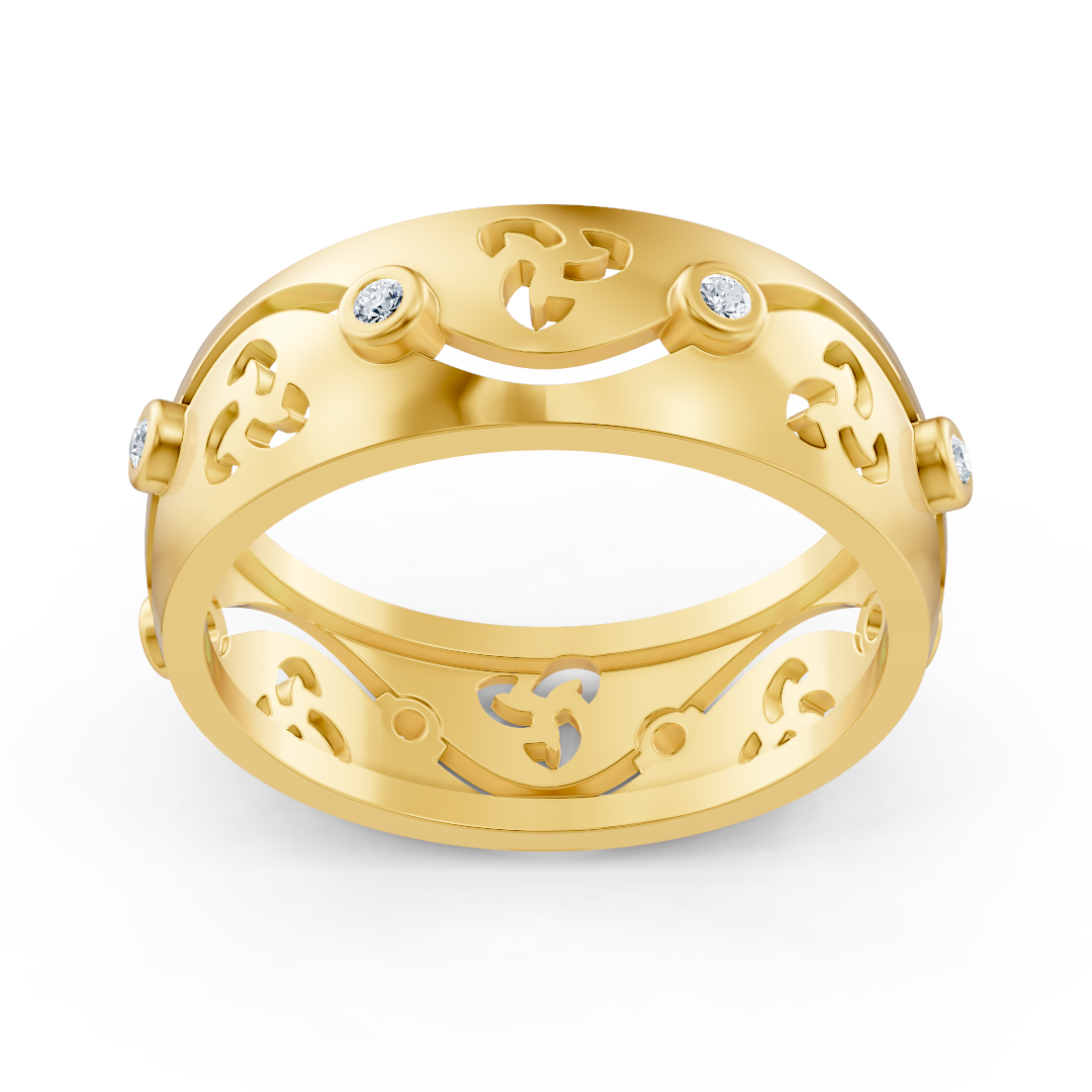 Climbing design ring with lab diamonds in yellow gold