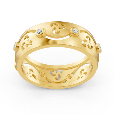 Climbing design ring with lab diamonds in yellow gold