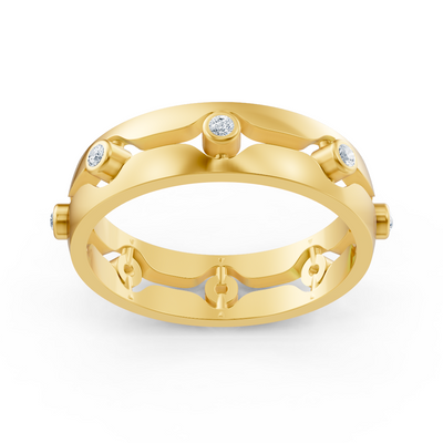 Simple yellow gold ring with lab diamonds
