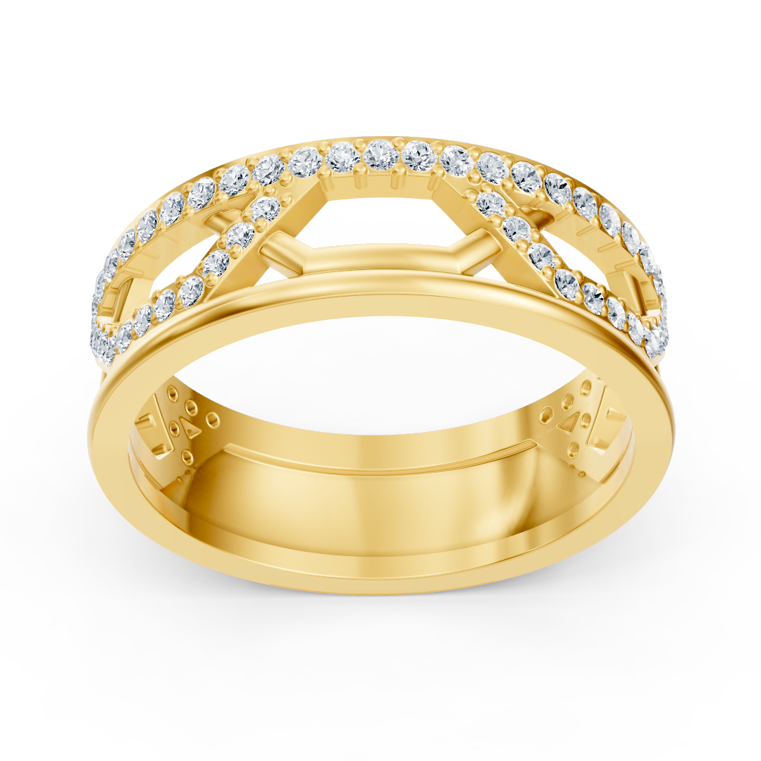 Yellow gold statement ring with lab diamonds