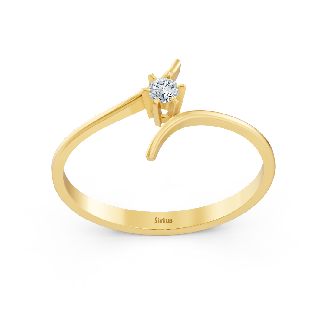 Bague solitaire raffinée en Or Jaune avec diamant rond – 0,05 ct – Bijoux haut de gamme de Rosy Lab Diamonds