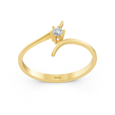 Fine solitaire ring made of yellow gold with round diamond – 0.05 ct