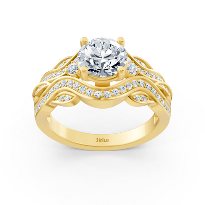 Yellow gold diamond engagement ring "Romantic leaves"