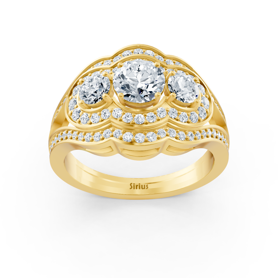 Opulenter Gelbgoldring mit strahlenden Diamanten