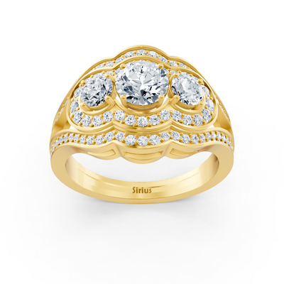 Opulenter Gelbgoldring mit strahlenden Diamanten