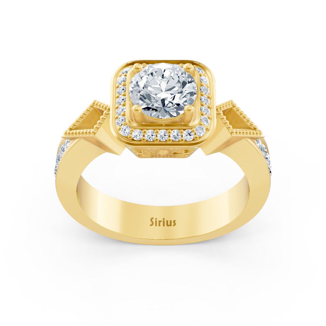 Stilvoller Gelbgoldring mit Diamant und architektonischem Design - hochwertiger Schmuck von Rosy Lab Diamonds