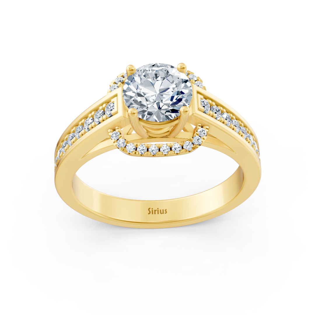 Gelbgold-Ring mit Weißtopas und laborgezüchteten Diamanten - hochwertiger Schmuck von Rosy Lab Diamonds