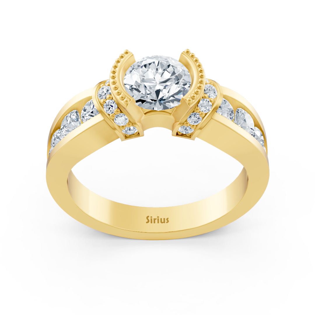 Bague en Or Jaune avec topaze blanche et diamants de laboratoire dégradés – Bijoux haut de gamme de Rosy Lab Diamonds
