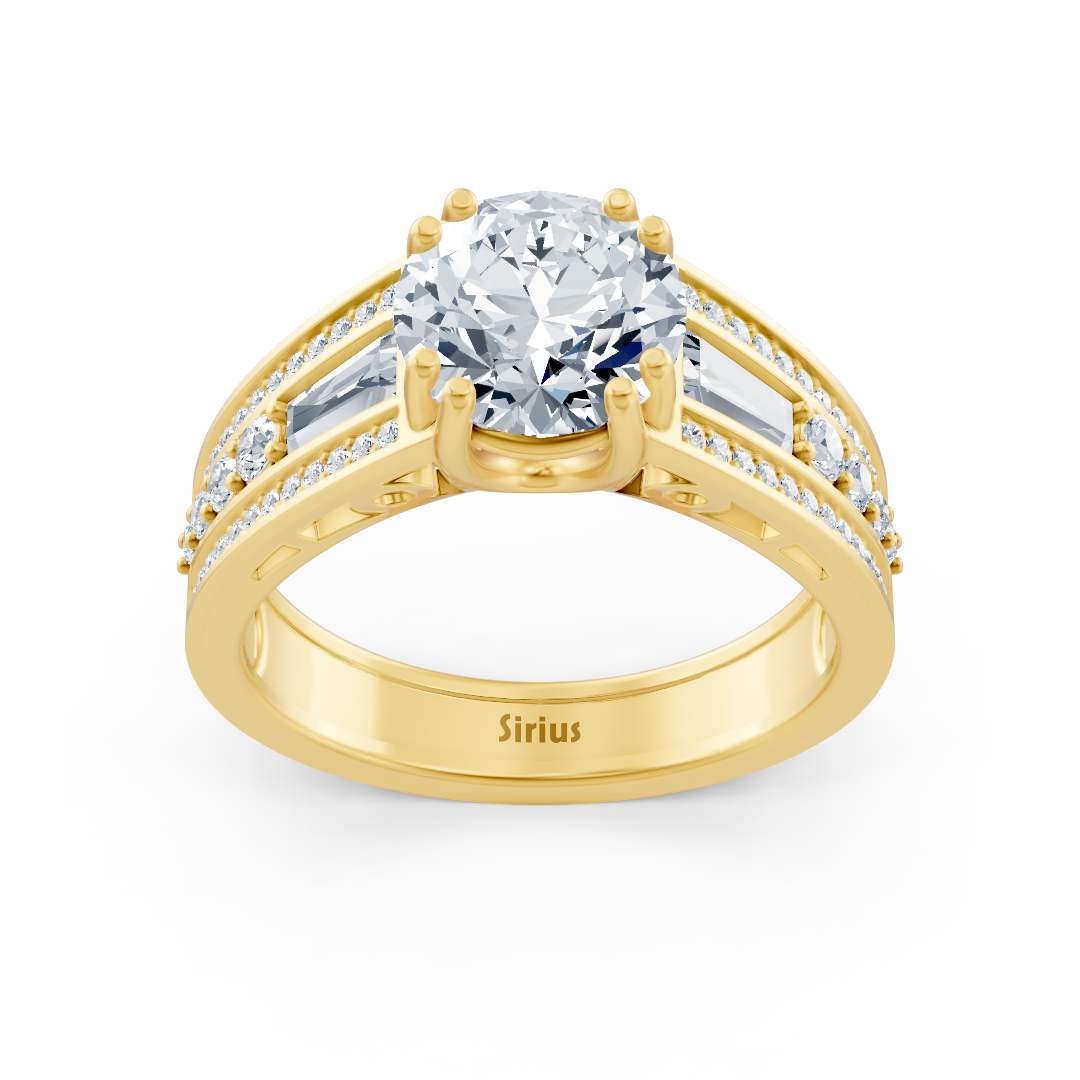 Gelbgold-Ring mit Baguette-Topas & 2,50 ct. Labor-Diamanten - hochwertiger Schmuck von Rosy Lab Diamonds