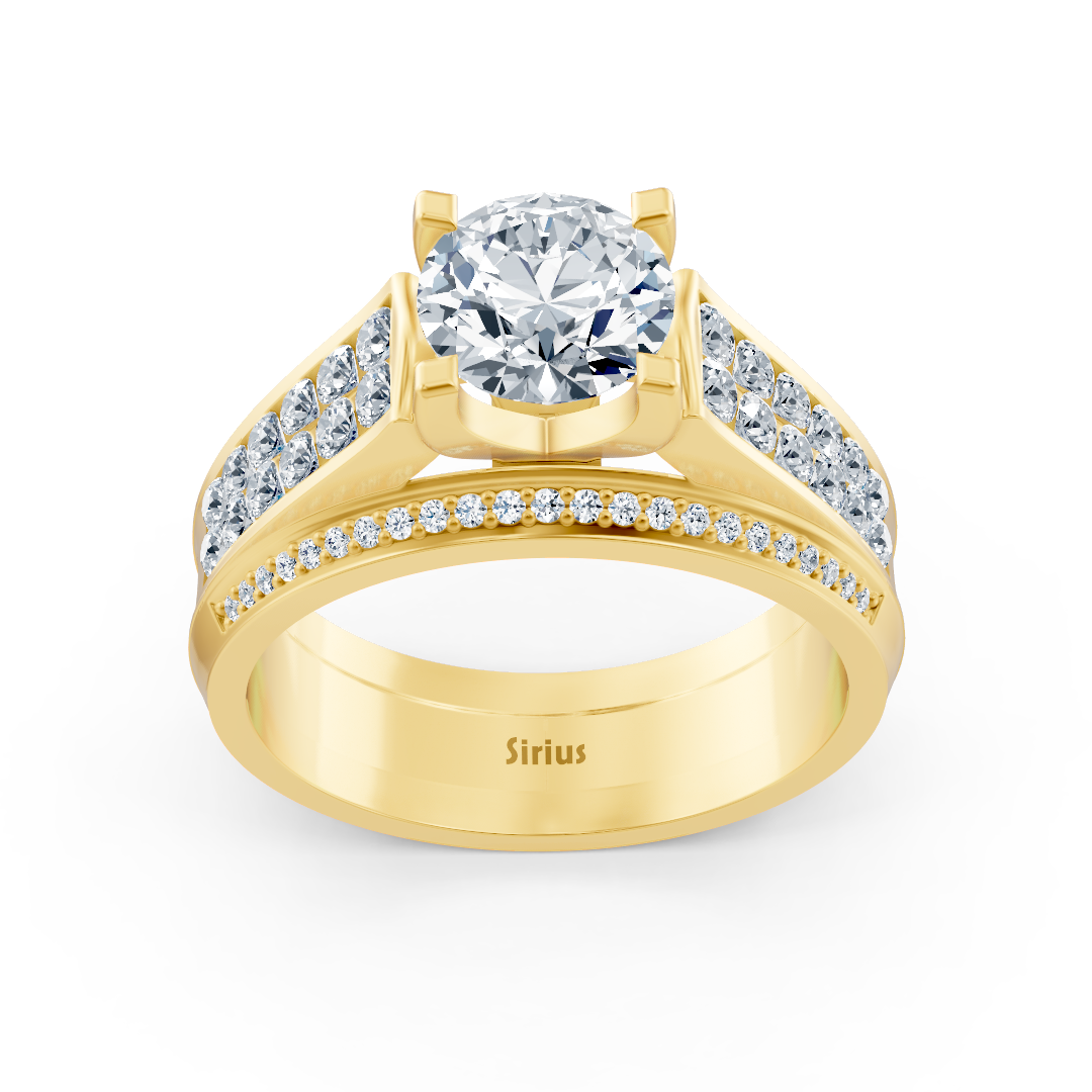 Bague en or jaune avec 1,50 ct de diamants de laboratoire au design intemporel – des Bijoux haut de gamme de Rosy Lab Diamonds