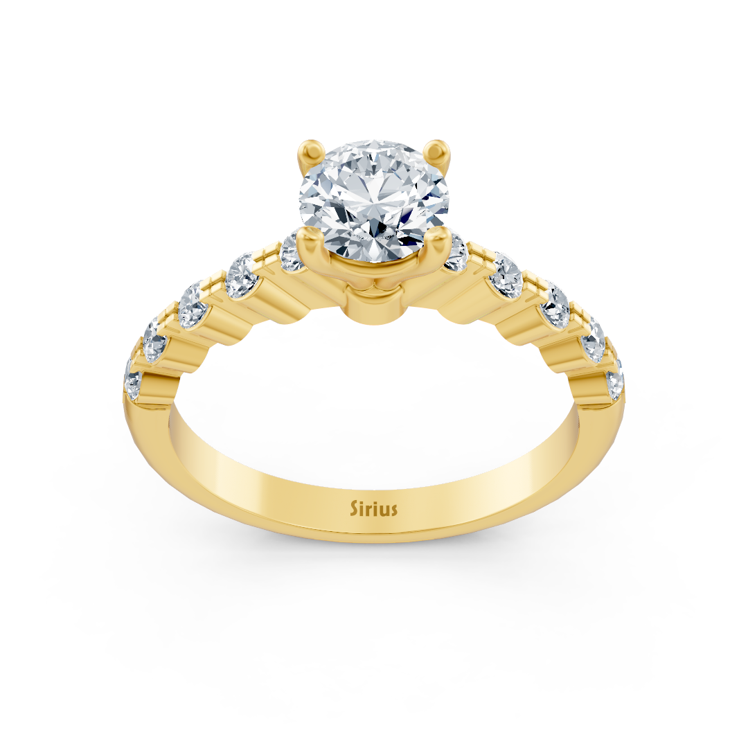 Halbe Eternity & Solitaire Bague Diamant Or Jaune