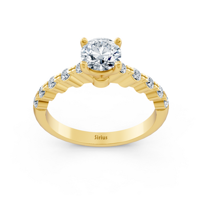 Halbe Eternity & Solitaire Bague Diamant Or Jaune