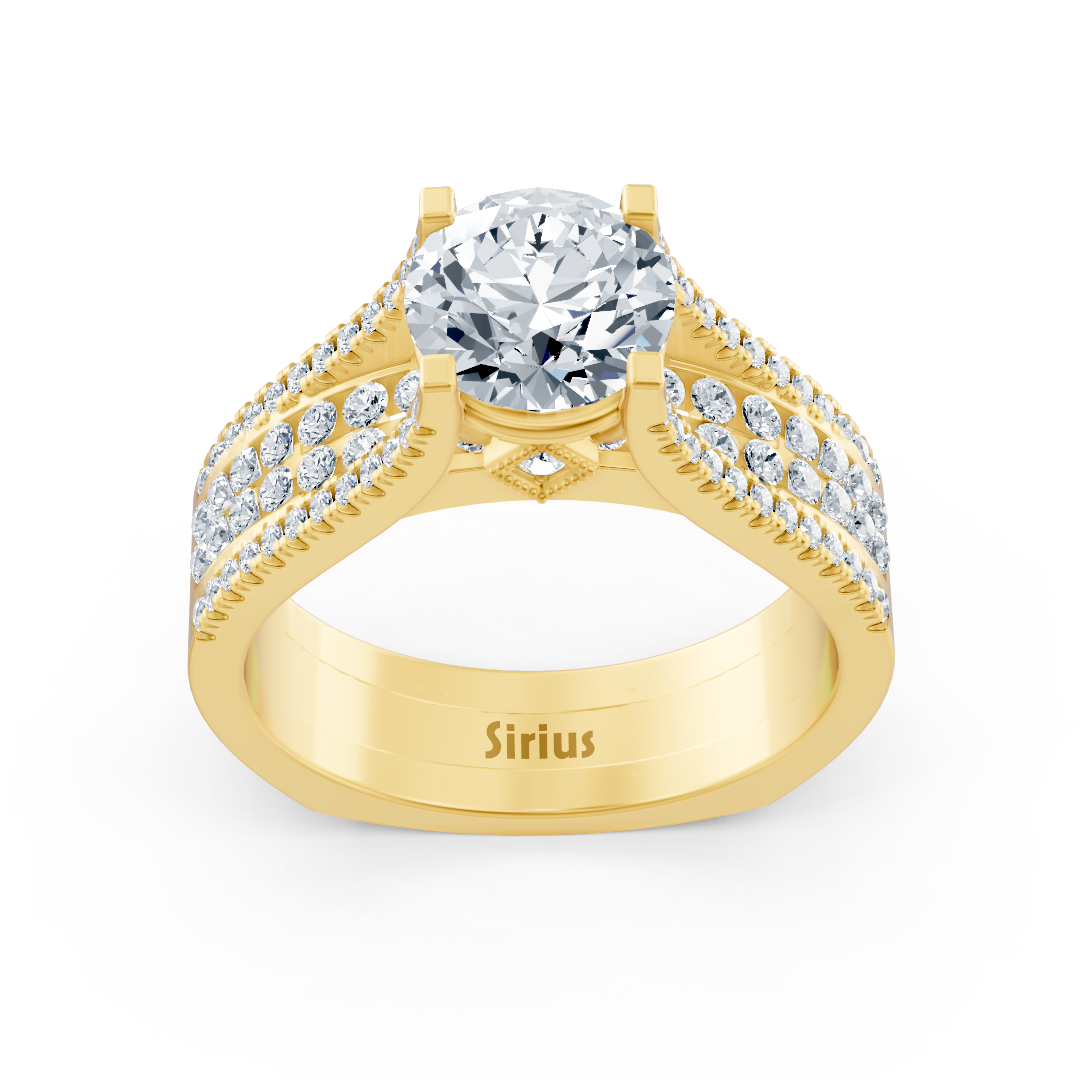 Bague statement avec Diamant et topaze blanche - Or Jaune - Bijoux haut de gamme de Rosy Lab Diamonds