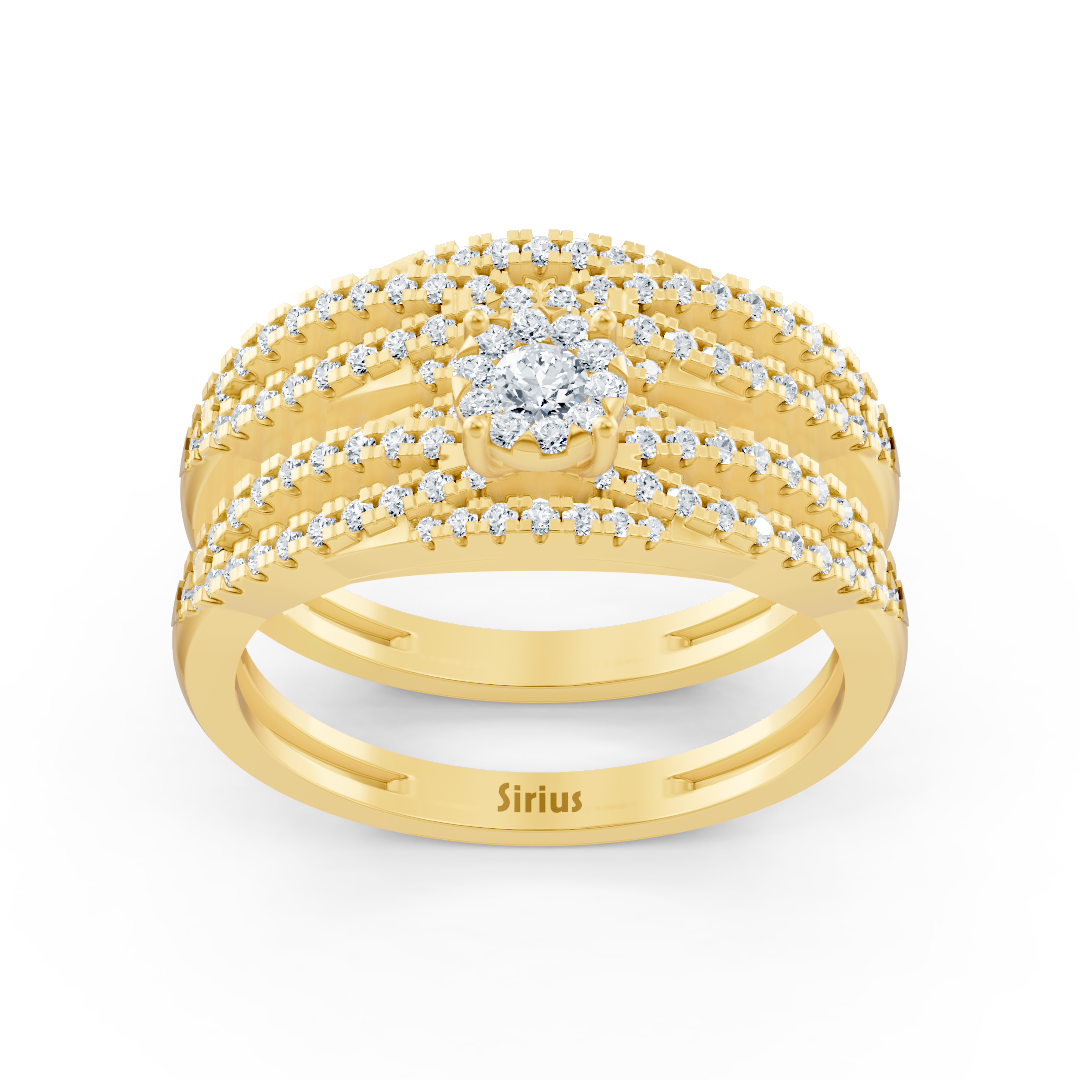 Bague multiple en diamant scintillant – or jaune