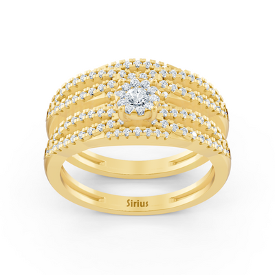 Bague multiple en diamant scintillant – or jaune
