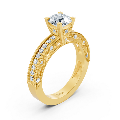 14k yellow gold round cut diamond ring