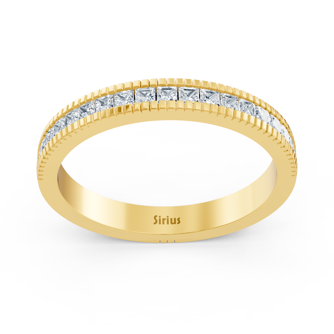 Modern yellow gold ring with square lab-grown diamonds - high-quality Jewelry from Rosy Lab Diamonds