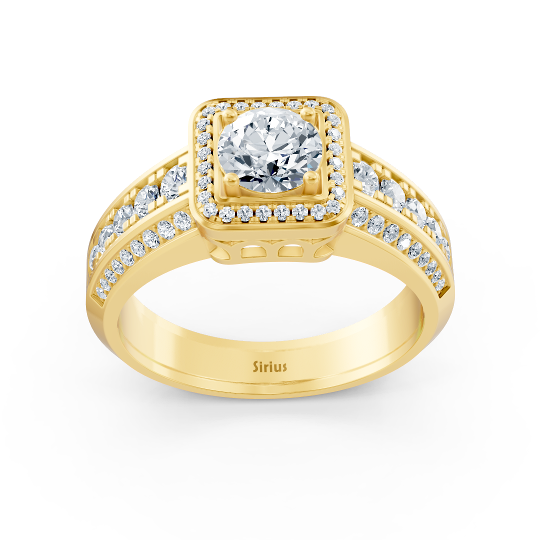 Classic yellow gold ring with lab-grown diamonds