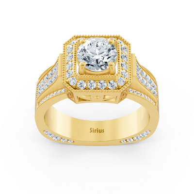 Statement-Herrenring mit labordiamanten in Gelbgold