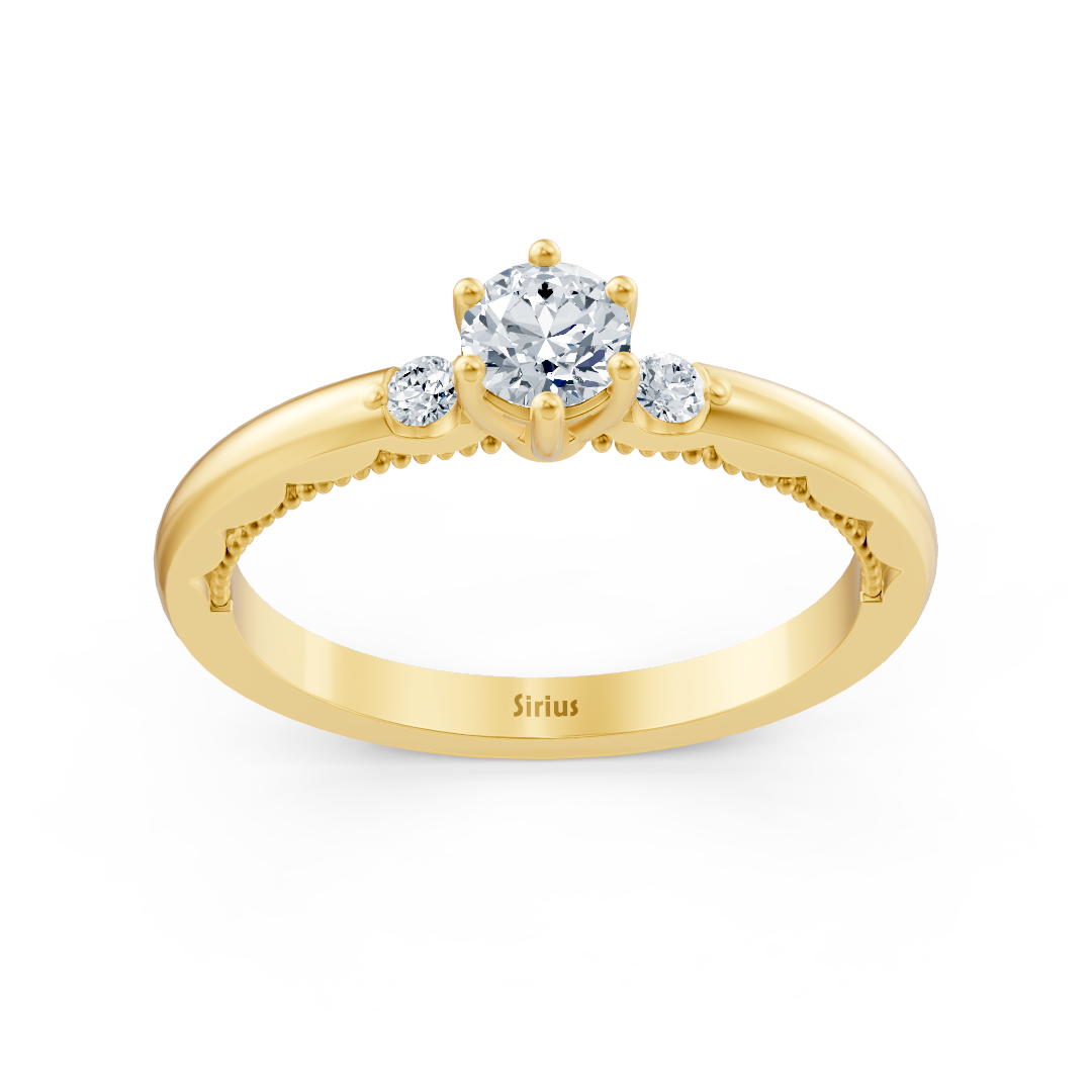Bague de fiançailles en Or Jaune sertie de trois diamants de laboratoire – Bijoux haut de gamme de Rosy Lab Diamonds