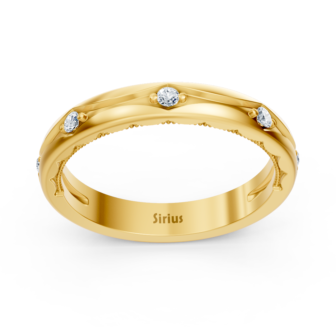 Yellow gold ring with a curved design and lab-grown diamonds – high-quality Jewelry from Rosy Lab Diamonds