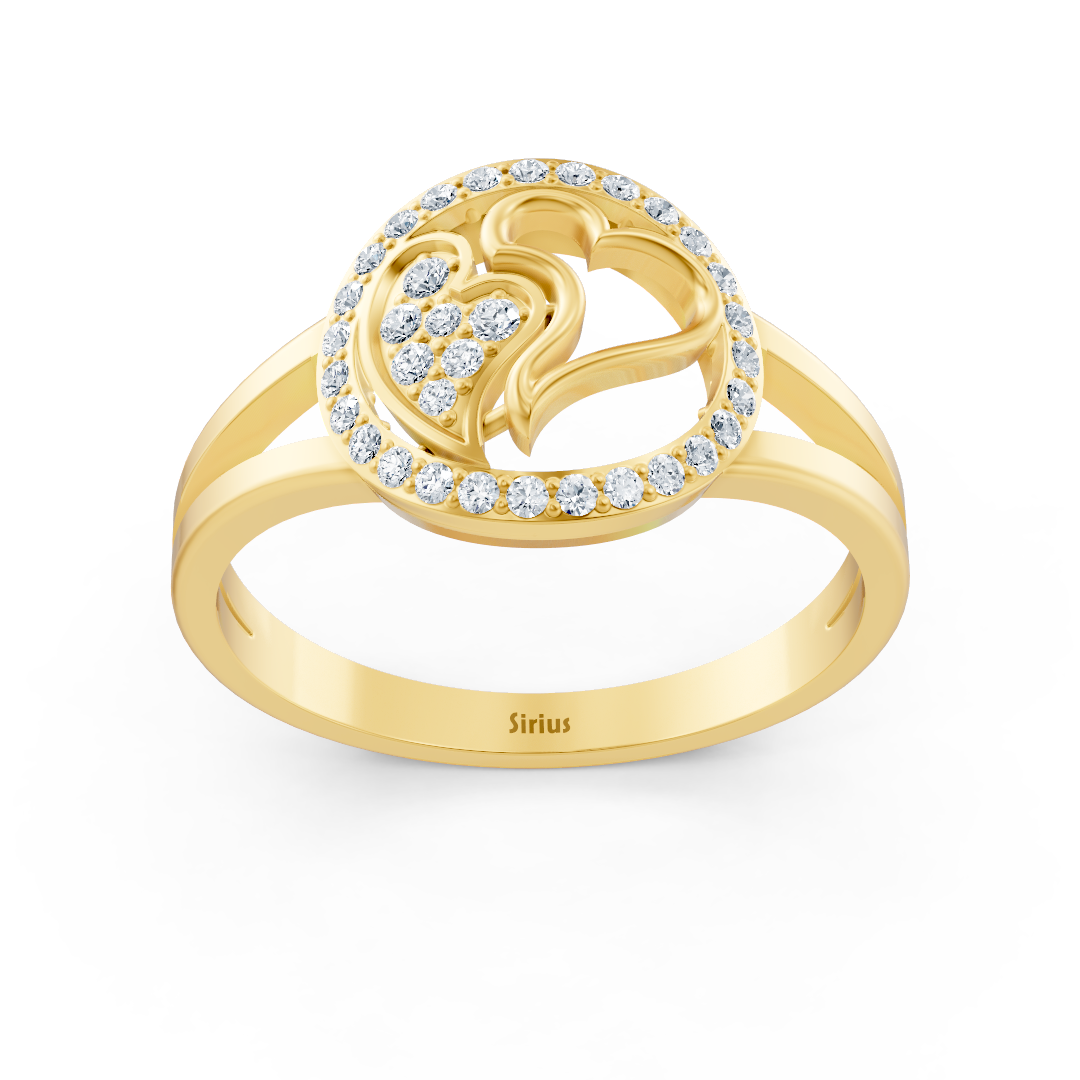 Heart-shaped Yellow Gold ring with sparkling lab-grown diamonds – high-quality Jewelry from Rosy Lab Diamonds