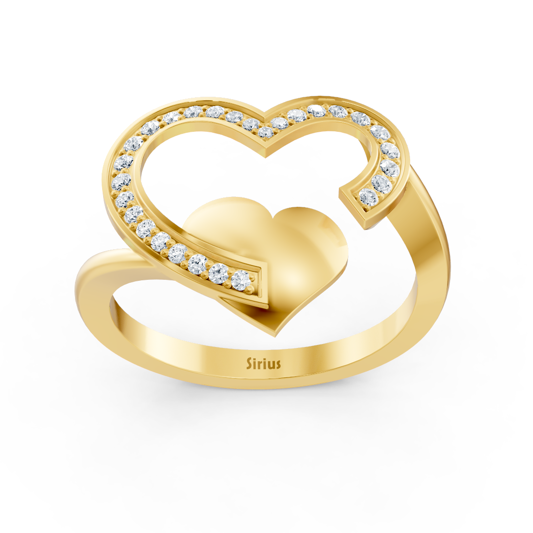 Ring mit Diamant & Labordiamanten in 14K Gelbgold | Rosy – hochwertiger Schmuck von Rosy Lab Diamonds