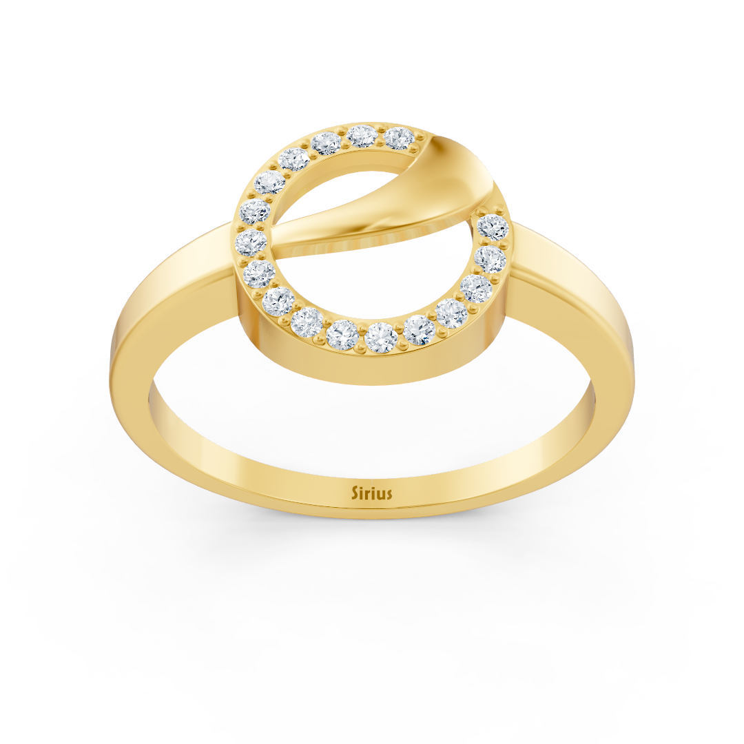 Modern round diamond ring in 14K Yellow Gold – high-quality Jewelry from Rosy Lab Diamonds