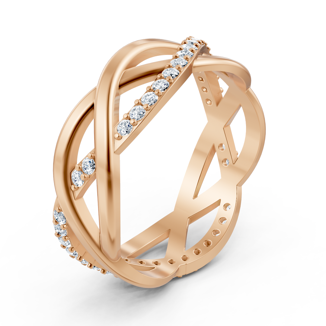 Roz altın Pırlanta Yüzük, çapraz tasarımlı – Rosy Lab Diamonds’tan yüksek kaliteli Mücevher