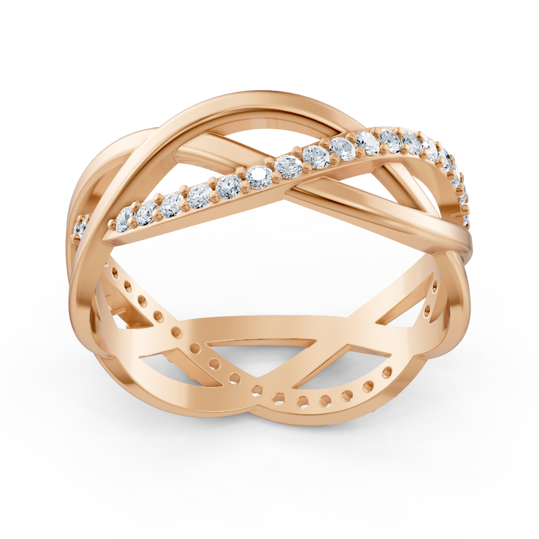 Bague en diamant rose gold avec design croisé