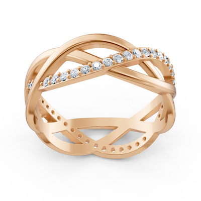 Bague en diamant rose gold avec design croisé