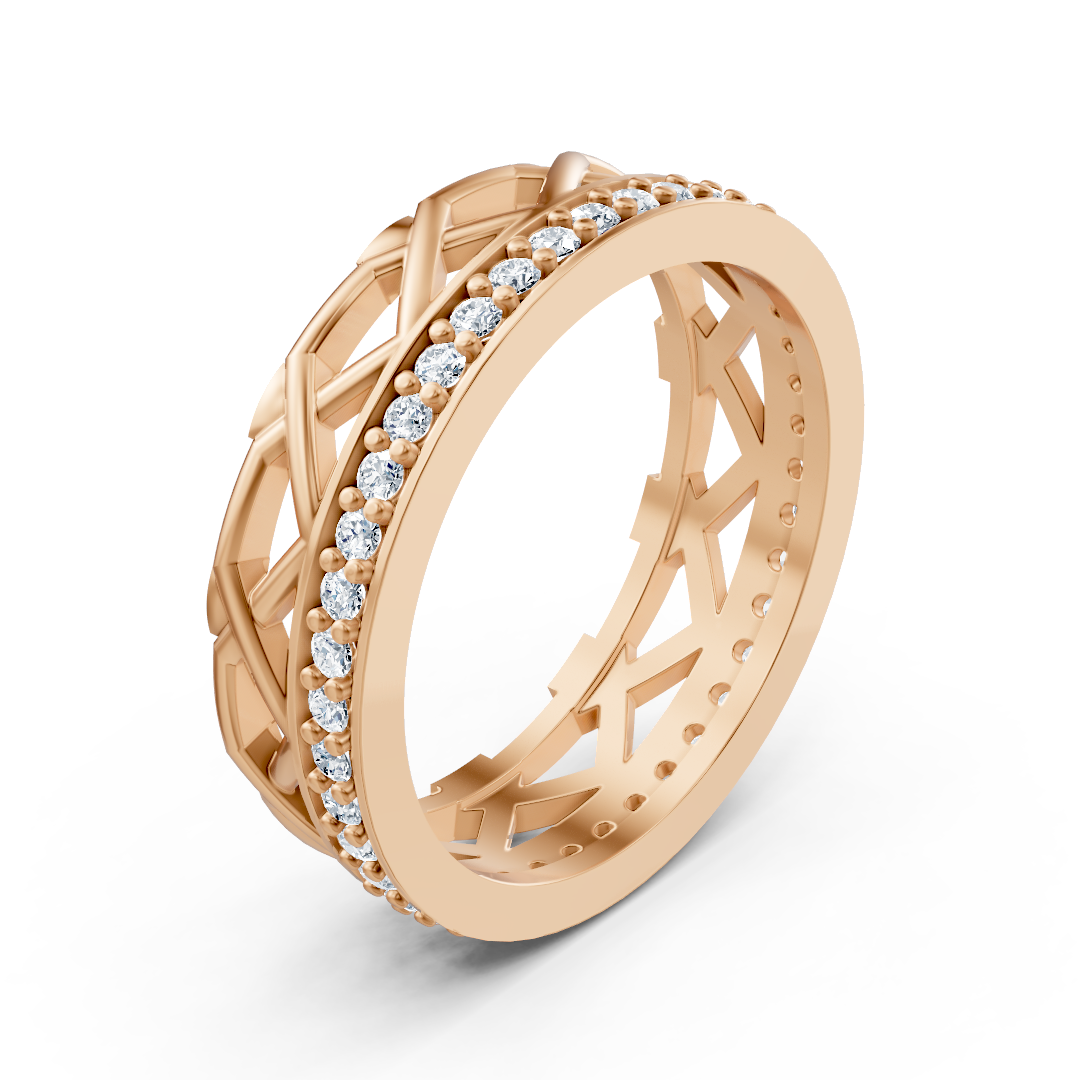 Bague en diamant exclusive en or rose 14 carats sertie de diamants ronds – Bijoux haut de gamme de Rosy Lab Diamonds