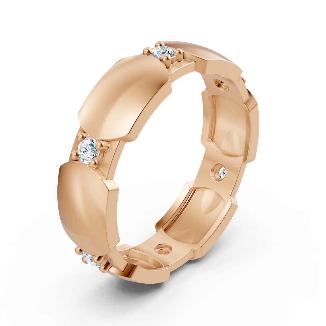 Rose gold ring with 6 round cut lab diamonds