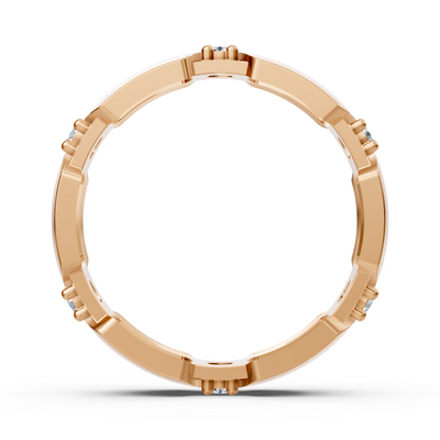 Rose gold ring with 6 round cut lab diamonds