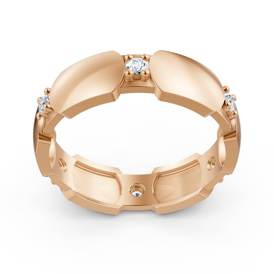 Rose gold ring with 6 round cut lab diamonds